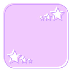 Cute Pastel Baby Note Frame with Star Icon. Soft Colored Border with Purple Line Template. Vintage Gently Baby Frame Decoration Element.  - 791709394