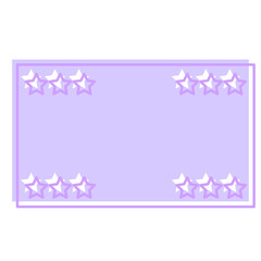 Cute Pastel Baby Note Frame with Star Icon. Soft Colored Border with Purple Line Template. Vintage Gently Baby Frame Decoration Element.  - 791709546