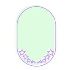 Cute Pastel Baby Note Frame with Star Icon. Soft Colored Border with Purple Line Template. Vintage Gently Baby Frame Decoration Element.  - 791709570