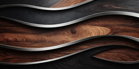 Black wavy lines on wooden background.