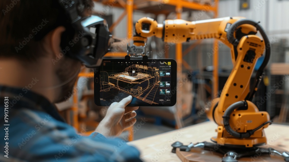 Aufkleber Engineer Using Augmented Reality for Robotics Control