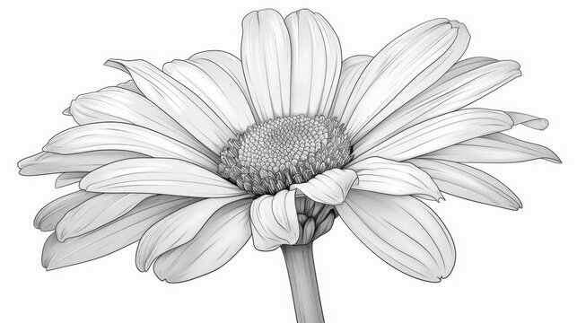Flowers: A daisy, with its simple, cheerful petals and center, perfect for young colorists