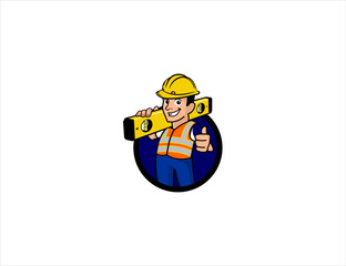 Leveling contractor, thumbs up sign, contractor, mascot vector