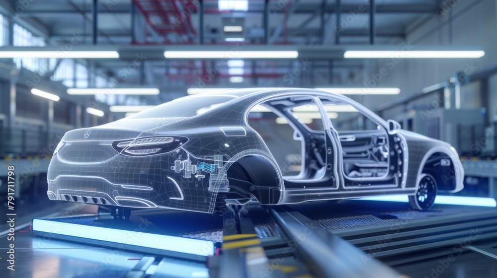Poster advanced vehicle manufacturing with high-tech automation