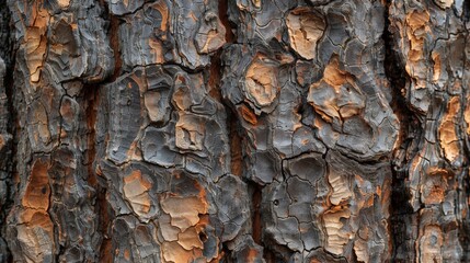 Fototapeta premium Close-up of Tree Trunk with Brown and Black Paint