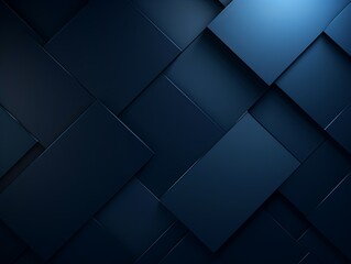 Navy Blue background with geometric shapes and shadows, creating an abstract modern design for corporate or technology-inspired designs with copy space for photo text or product, blank empty copyspace