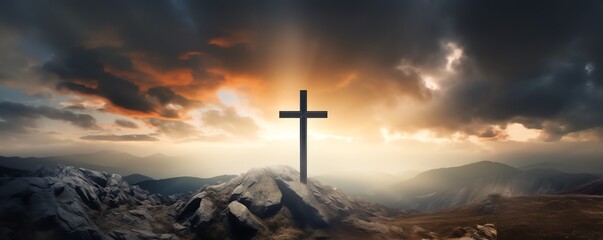 a cross on a mountain