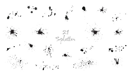 Set of abstract Ink drops and splashes
