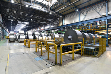 industrial plant for the production of sheet metal in a steel mill - storage of sheet rolls - 791716364