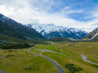 road to snow mountains