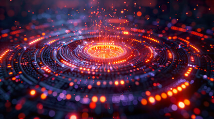 Abstract quantum computing core energy glow. 