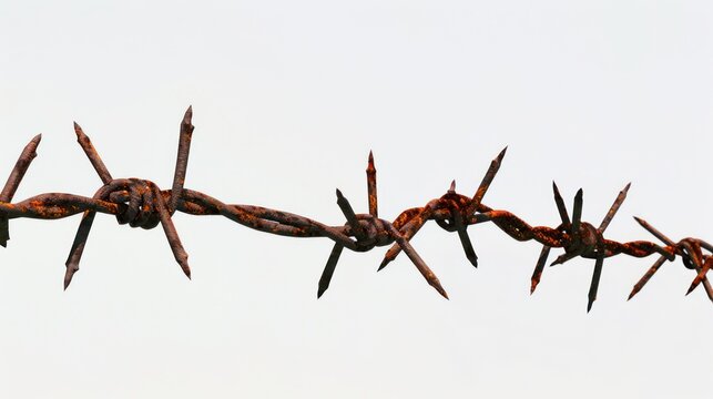 White background barbed wire, Close-up,High quality photo