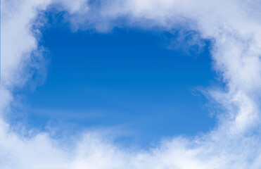 Frame clouds on a blue sky background