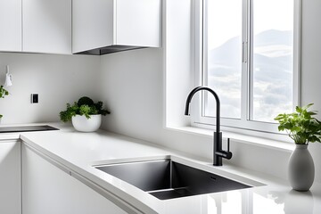 Fototapeta premium Modern minimalistic kitchen interior 