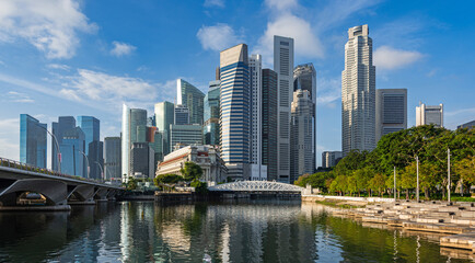 Panorama of Singapore skyline in the morning.