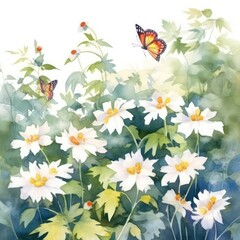 Obraz premium flowers and butterflies
