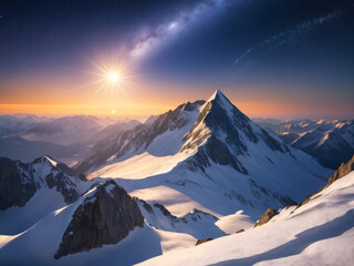 Alpine Dawn: Awakening of the Snowy Peaks