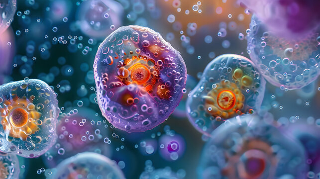 An image of euglenoids undergoing the process of binary fission where a single cell divides into two identical daughter cells. The
