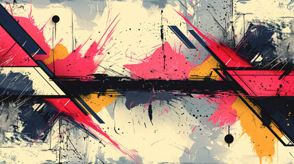 Abstract grunge pattern, fashionable design in black, pink and yellow.