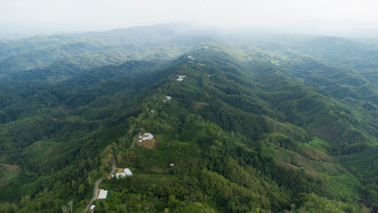 Aerial view of  beautiful vairengte hills in mizoram.The green hills around the village of vairengte near assam border  in mizoram India.