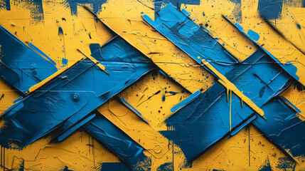 Abstract grunge pattern, fashionable design in blue and yellow.