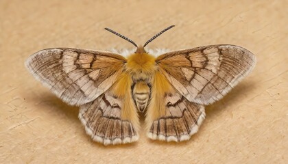 Fototapeta na wymiar Moth with Patterned Wings Resting 