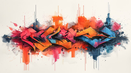 Abstract background on a white background in pink, blue and orange colors.