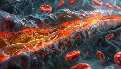 Atherosclerosis, Visualize the progression of atherosclerosis in an artery - obrazy, fototapety, plakaty