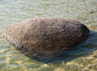 Stone in shallow water. - Powered by Adobe