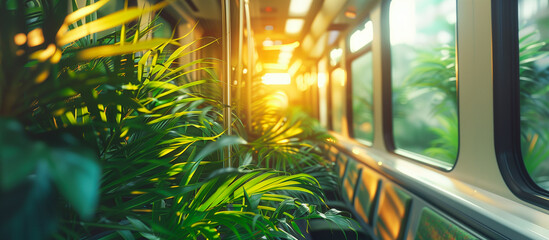 modern interior train with green plant concept