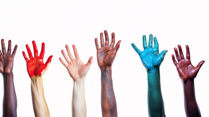Obraz premium a group of hands with paint on them