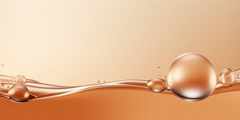 Tan bubble with water droplets on it, representing air and fluidity. Web banner with copy space for photo text or product, blank empty copyspace