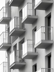 Obraz premium Black and White Photo of a Row of Balconies on a Building