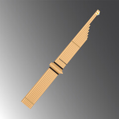 The khaen is a Lao mouth organ whose pipes, which are usually made of bamboo, are connected with a small, hollowed-out hardwood reservoir into which air