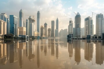 Skyline reflection on water in modern city during sunrise, urban development concept

Concept: urban, development, reflection, sunrise, cityscape