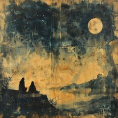Gideon's Fleece Test Under the Night Sky on Old Paper

 - obrazy, fototapety, plakaty