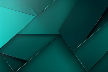 Teal background with geometric shapes and shadows, creating an abstract modern design for corporate or technology-inspired designs with copy space for photo text or product, blank empty copyspace - obrazy, fototapety, plakaty