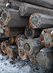 Stack of the concrete poles