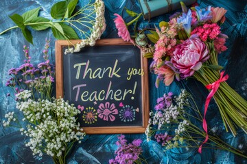 Chalkboard Tribute to Teacher with "Thank you, Teacher!"

