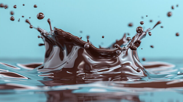 High Resolution Chocolate Splash Dynamic Liquid Motion Closeup