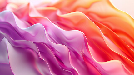 Vibrant Pink Orange Gradient Silky Waves Abstract Background