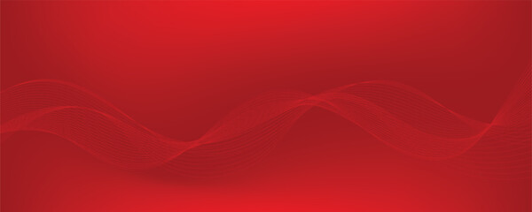 Abstract red gradient background with waves. Modern banner design template