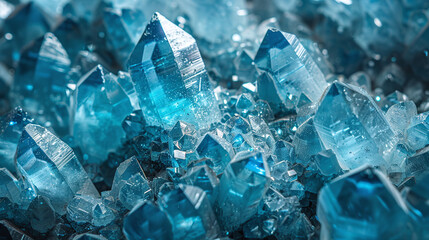 Vivid Blue Crystal Clusters Gleaming in Moody Lighting