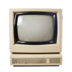 vintage retro pc personal computer monitor isolated on transparent background cut out, clipping path