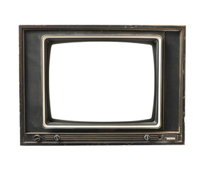 vintage old tv cut out monitor screen with clipping path, retro television isolated on transparent background cut out