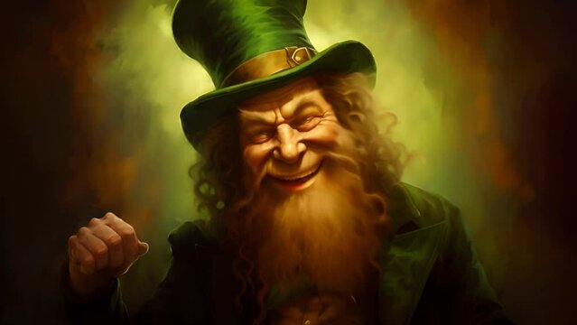 Leprechaun, complete with a green top hat and a mischievous grin, embodying the playful spirit of St. Patrick's Day	
