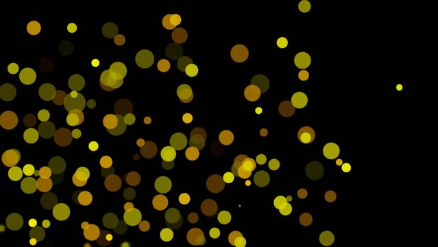 Animation of bokeh over the black background. Rendered animation.