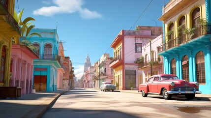 Colorful Streets of Havana: 8K Photorealistic Image - obrazy, fototapety, plakaty