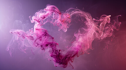 Ethereal Pink and Purple Smoke Swirls in Moody Violet Haze - obrazy, fototapety, plakaty
