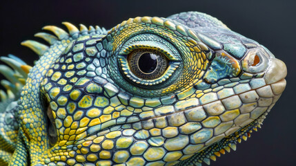 A lizard with a green and yellow face